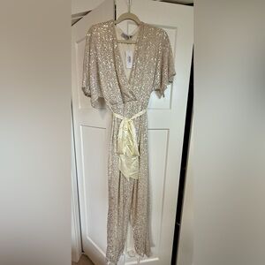 NWT! Baltic Born Sequin Wrap Dress with Cream Accents